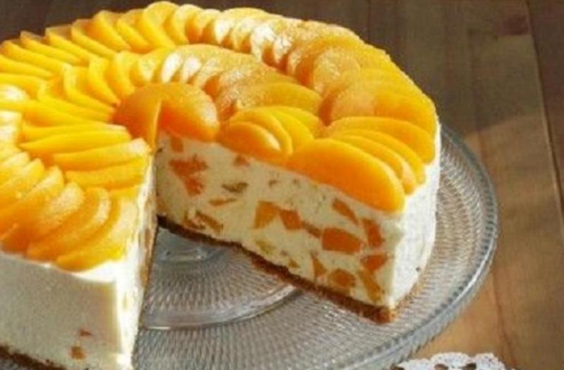 Творожный торт с апельсинами без выпечки
