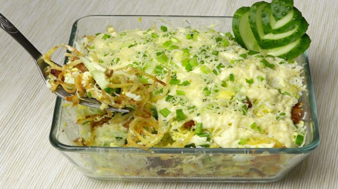 Невероятно красивый и вкусный куриный салат с картофелем